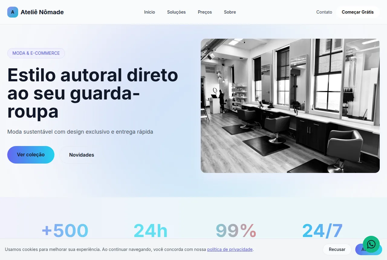 Exemplo de site para loja de roupas criado com o Tavoren